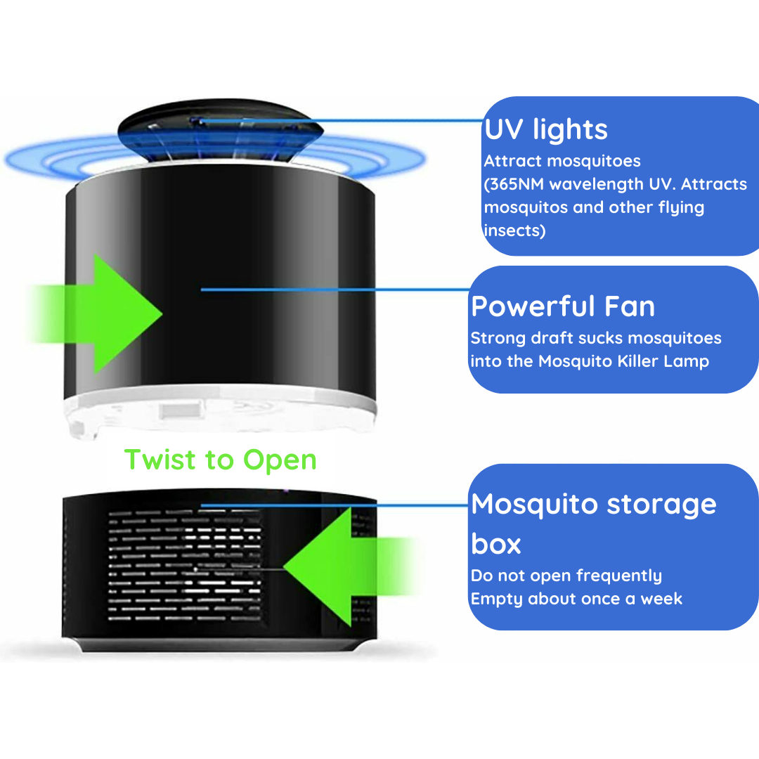 Effective Mosquito Killer Lamp - UV LED Insect Zapper with Silent Operation for Indoor & Outdoor Use